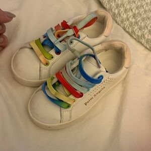 Palm Angels Kids White Sneakers with Multicolor Laces